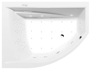 TANDEM L wanna z hydromasażem, 170x130x50cm, Highline Hydro-Air, chrom