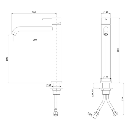 ULTRAMIX bateria umywalkowa bez odpływu, złoto mat