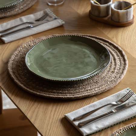 Organic Beaded Dinner Plate Olive (4pk) D280mm