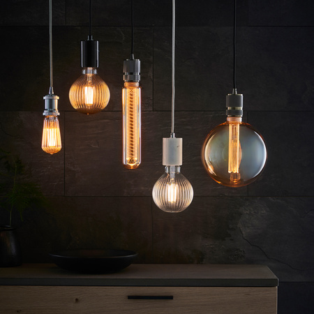 Żarówka LED – chrom / kryształ, 4W LED E27 ciepła biel, 2200 K, 12,5 × 12,5 × 17,5 cm