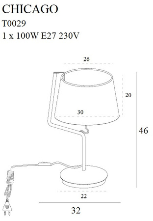 MAXLIGHT T0029 LAMPA STOŁOWA CHICAGO CZARNA + CZARNY ABAŻUR