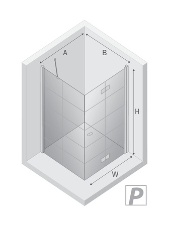 Kabina NEW SOLEO BLACK 1D kwadratowa P 80x90x195 szkło czyste 6mm Active Shield - wzór kratka - składane