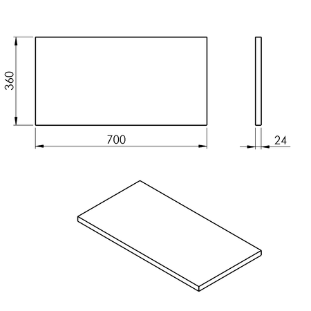 PLATO blat Rockstone 700x24x360mm, biały mat