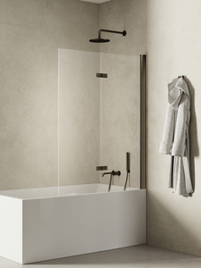 Parawan nawannowy NEW SOLEO GUNMETAL BRUSHED 1D L 120x140 szkło czyste 6mm Active Shield 2.0