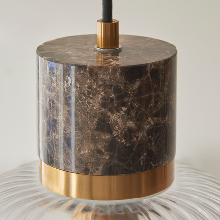 Travi Ribbed 1 Pendant Light Brown Emperador Mrble