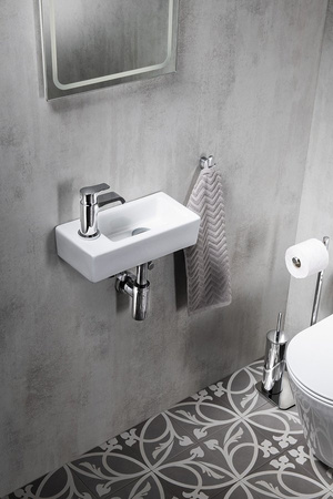 ZOE umywalka ceramiczna 37x18 cm, otwór na baterię z lewej strony