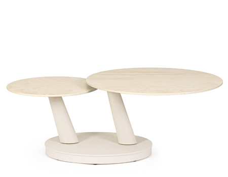 BIZZOTTO Stolik kawowy JOEL IVORY 80–126,5 cm – rozkładany, efekt marmuru, nowoczesny design