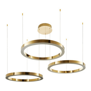 Lampa wisząca CIRCLE 3 60+80+100 cm - LED, ring złoty połysk na 1 podsufitce