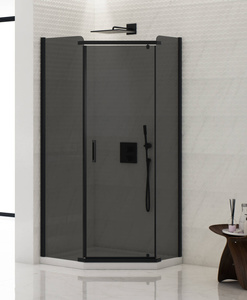 KABINA NEW KOMFORT BLACK PIĘCIOKĄTNA U 90x90x195 GRAFIT 8mm ACTIVE SHIELD