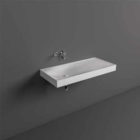 REMAL Umywalka podwieszana & nablatowa 101 x 46 cm R blat z prawej strony MICA WHITE