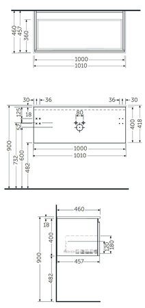 Zestaw DES Umywalka bez otworu & Szafka UNO Joy podumywalkowa podwieszana 100 SCANDINAVIAN OAK