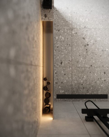 SLIM SPRING półka wnękowa do prysznica ze stali nierdzewnej z rus, L-250-1200, DN50, czarny mat