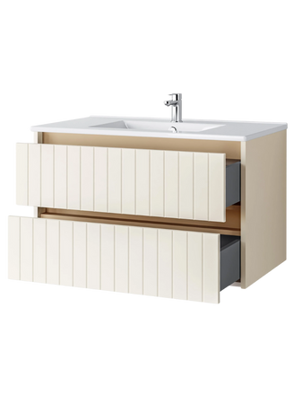 Szafka łazienkowa wisząca z umywalką 80 cm almond mat MELITO 002-SU80-02+UP4530-800