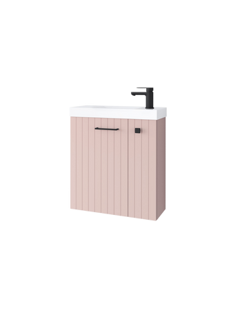 Szafka łazienkowa wisząca z umywalką 55 cm rose mat uchwyt czarny mat NOOK 010-SU55-12+TR41366