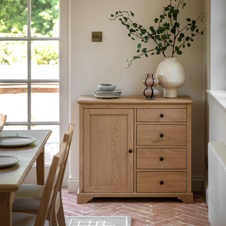 Malvern 1 Door 4 Drawer Sideboard 900x350x800mm