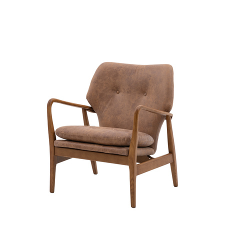 Fotel Jensen z brązową skórą 730 x 710 x 850 mm