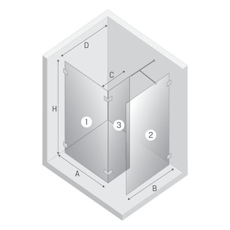 NZ4 Kabina prysznicowa EVENTA WALK-IN U 100x200 szkło czyste 8mm Active Shield 2.0