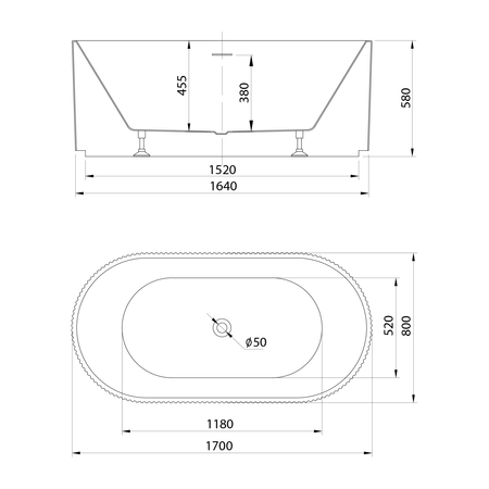 TURIA wanna wolnostojąca 170x80cm, biały