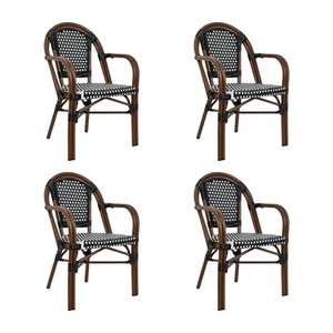 Zestaw 4 krzeseł ogrodowych CAFE PARIS    ARM brązowy rattan