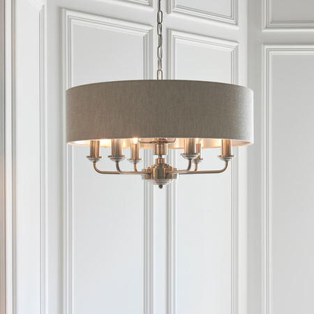 Highclere 6 Pendant Light Chrome & Natural