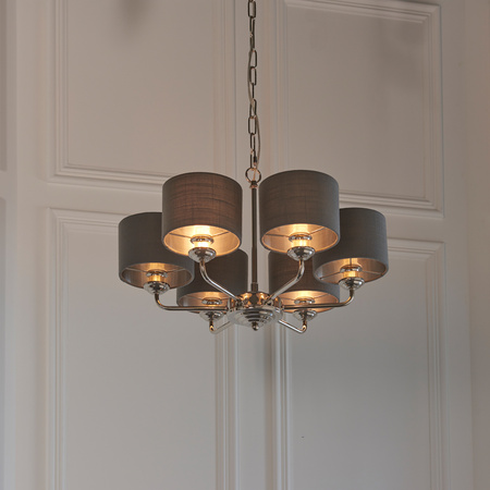 Highclere 6 Pendant Lght Nckel & Chrcoal 300-900mm
