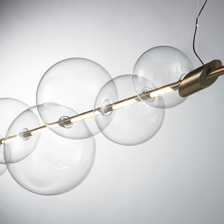 Lampa wisząca AMORE LED 153 cm - złota z transparentnymi kloszami