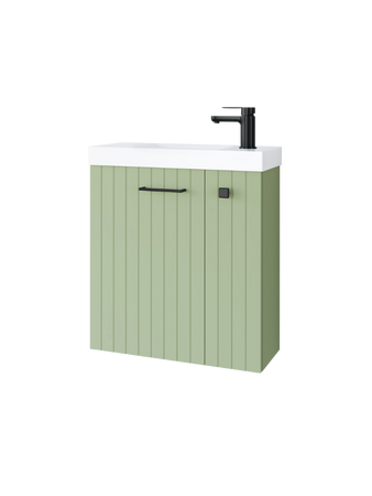 Szafka łazienkowa wisząca z umywalką 55 cm szałwia mat uchwyt czarny mat NOOK 010-SU55-08+TR41366
