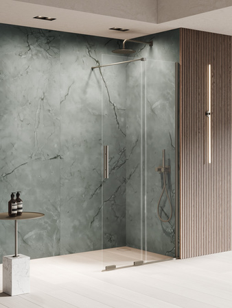 Kabina prysznicowa SMART GUNMETAL BRUSHED 1D walk-in U 80x200 szkło czyste 8mm Active Shield 2.0