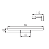 ASTEN oświetlenie LED, ścienne, 8W, 400x110mm, chrom