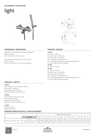 Bateria wannowa ścienna-Paffoni/kolekcja Light