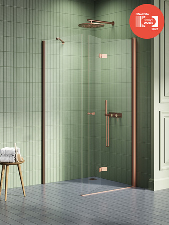 NZ2 Kabina prysznicowa NEW SOLEO COPPER BRUSHED 1D kwadratowa L 70x75x195 szkło czyste 6mm Active Shield - składane