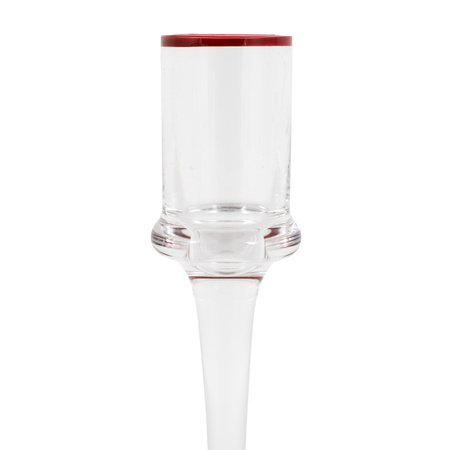 Red Rim Glass Candle Stick Set of 2 72x72x22mm