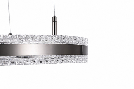 Lampa wisząca ARKADIA LED 60 cm - tytanowa z kryształowym pierścieniem
