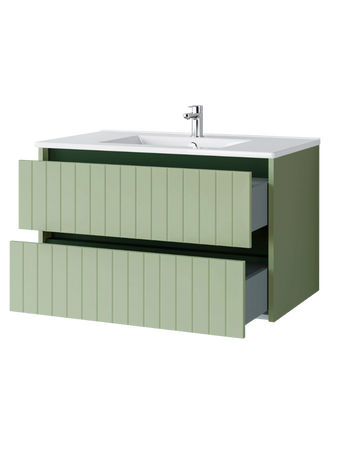 Szafka łazienkowa wisząca z umywalką 80 cm szałwia mat MELITO 002-SU80-03+UP4530-800