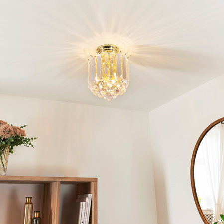 Lampa sufitowa Fargo – mosiądz / przezroczysty, 23 × 23 × 28 cm