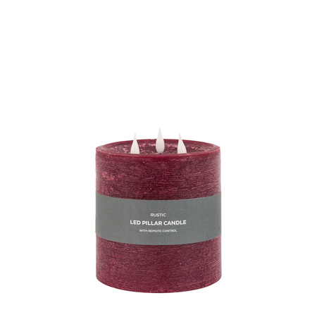 LED 3 Wick Candle Oxblood 150x150x150mm