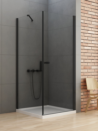 NZ2 Kabina prysznicowa NEW SOLEO BLACK 1D kwadratowa U 70x75x195 szkło czyste 6mm Active Shield 2.0