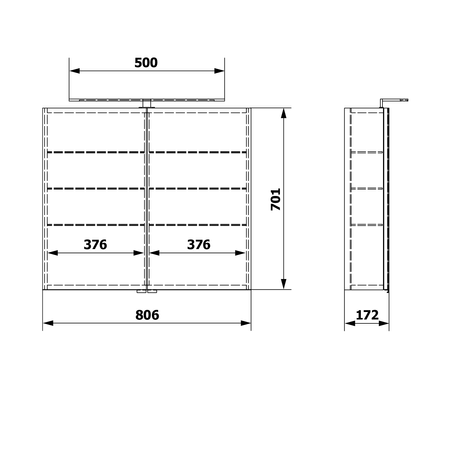 RIWA LED szafka z lustrem, oświetlenie LED, 81x70x17cm, biały połysk
