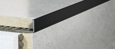 Profil narożny typ L, 250cm, 8mm, Komasit Czarny