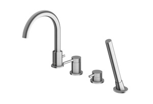 AXEL BRUSHED NICKEL 4-otworowa bateria wannowa z obrotową wylewką
