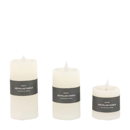 LED 1 Wick Candle Ivory 3pk70x70x150mm