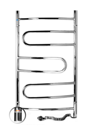 Elektryczny grzejnik łazienkowy NAVIN NIERDZEWNY PIROUETTE  480x800, obrotowy, z termostatem, prawy