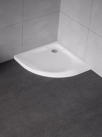 Brodzik prysznicowy CANTARE półokrągły R55 80x80x5,5 gł. 3cm - 90 (obudowa zintegrowana, podstawa posadzka)