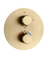 Bateria prysznicowo wannowa podtynkowa trzyfunkcyjna termostatyczna, złota