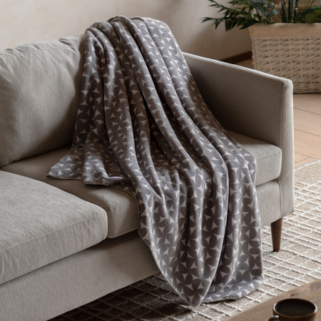 Modern Geo Flannel Throw Grey 1500x2000mm