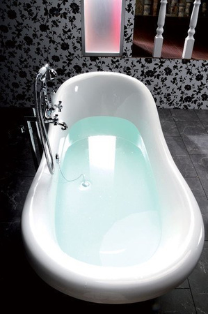 CHARLESTON wanna wolnostojąca 188x83x69cm, nogi białe, czarno/biała