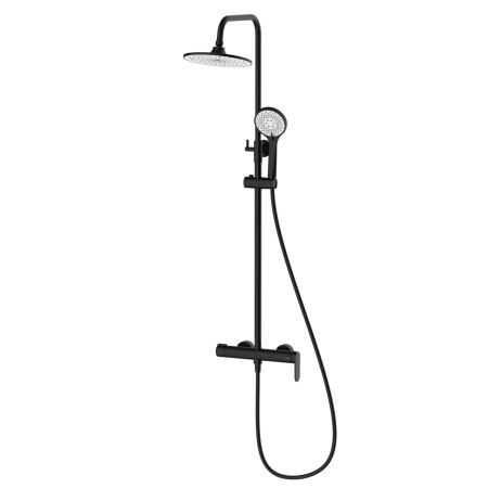 Deszczownica z baterią prysznicową dwufunkcyjną, czarna