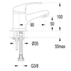 AQUALINE 35 bateria umywalkowa, chrom