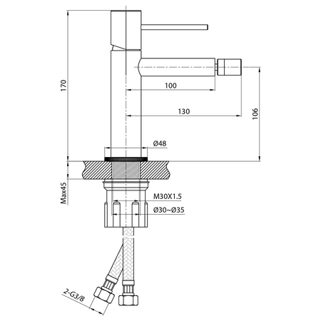 SOLARIS bidetowa bateria bez odpływu, czarny mat/chrom