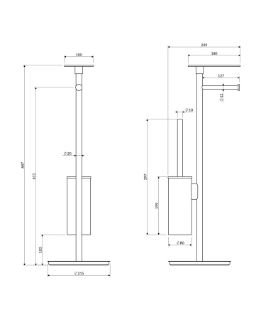 MODERN PROJECT stojak na papier i szczotkę toaletową z półką, antracyt szczotkowany
